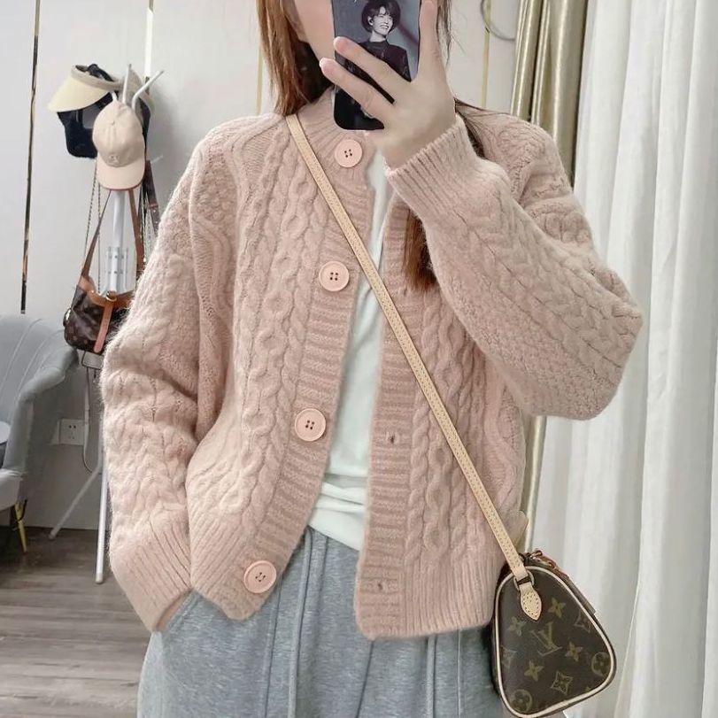Damen Strickjacke Kuschelig Zopfmuster Norvielle