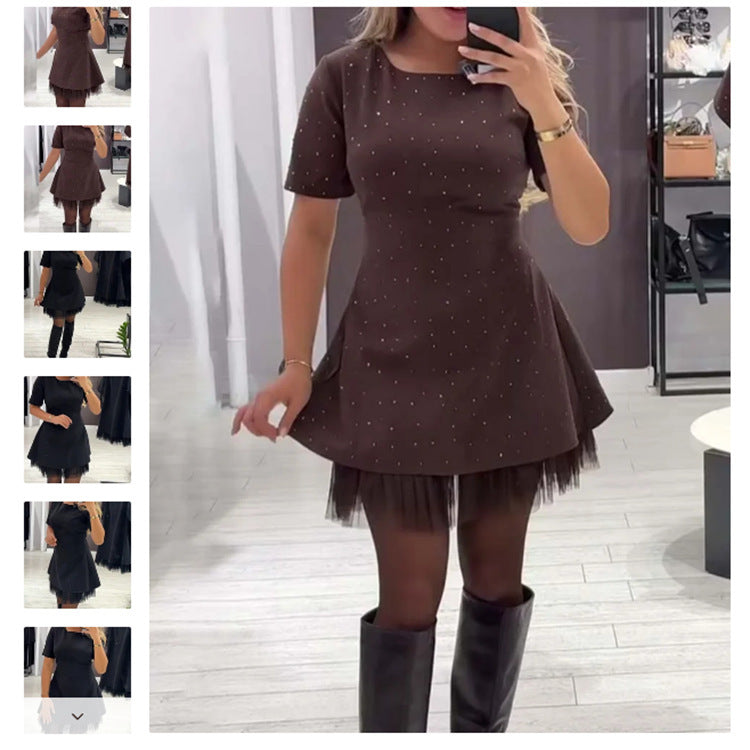 Damenkleid mit Tüllsaum Elegantes Schwarzes Abendkleid - Norvielle