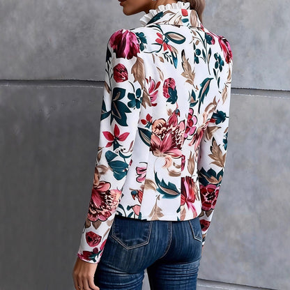 Damen Blazer Florales Design Rüschendetails Norvielle