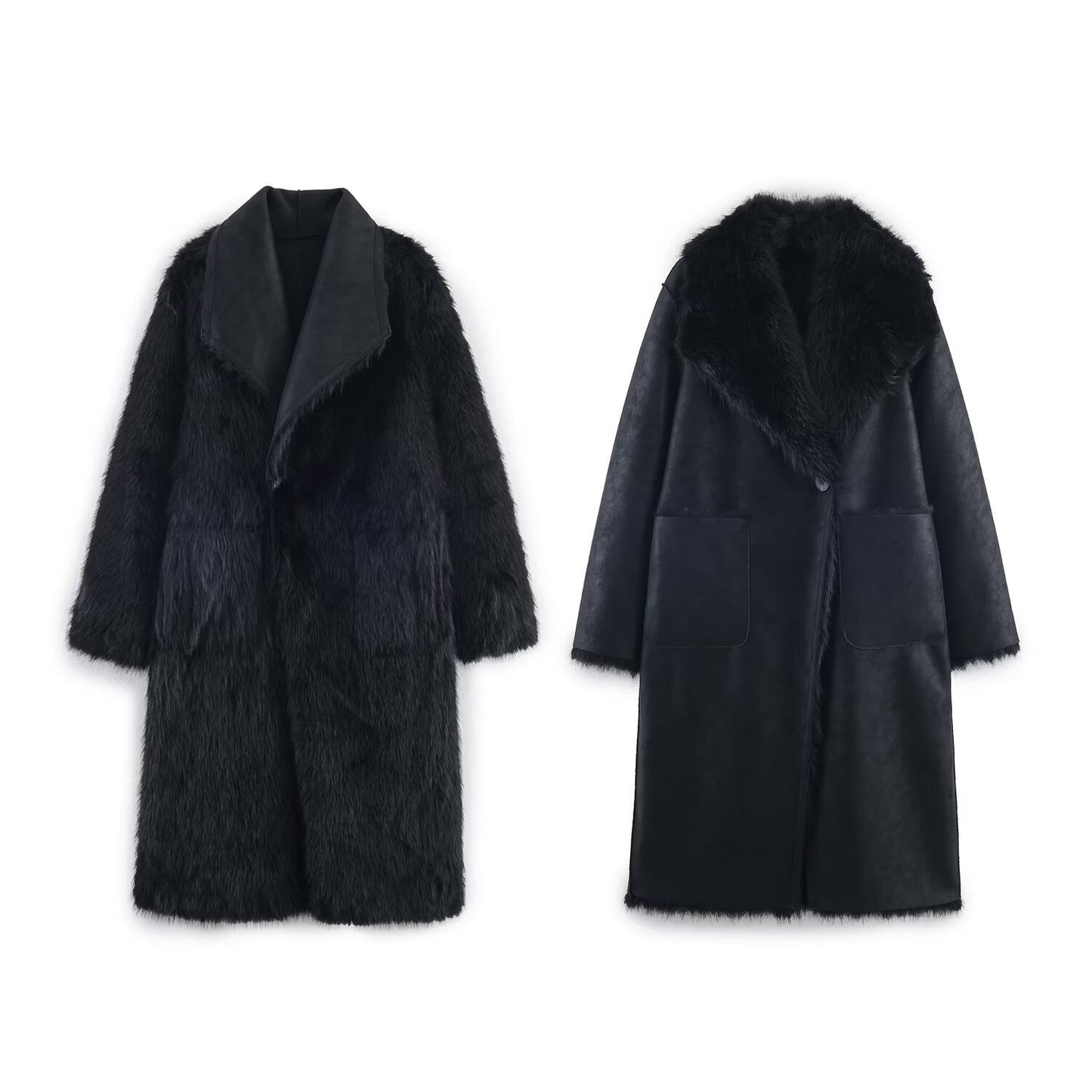Damen Kunstpelz-Mantel Elegantes Design Norvielle
