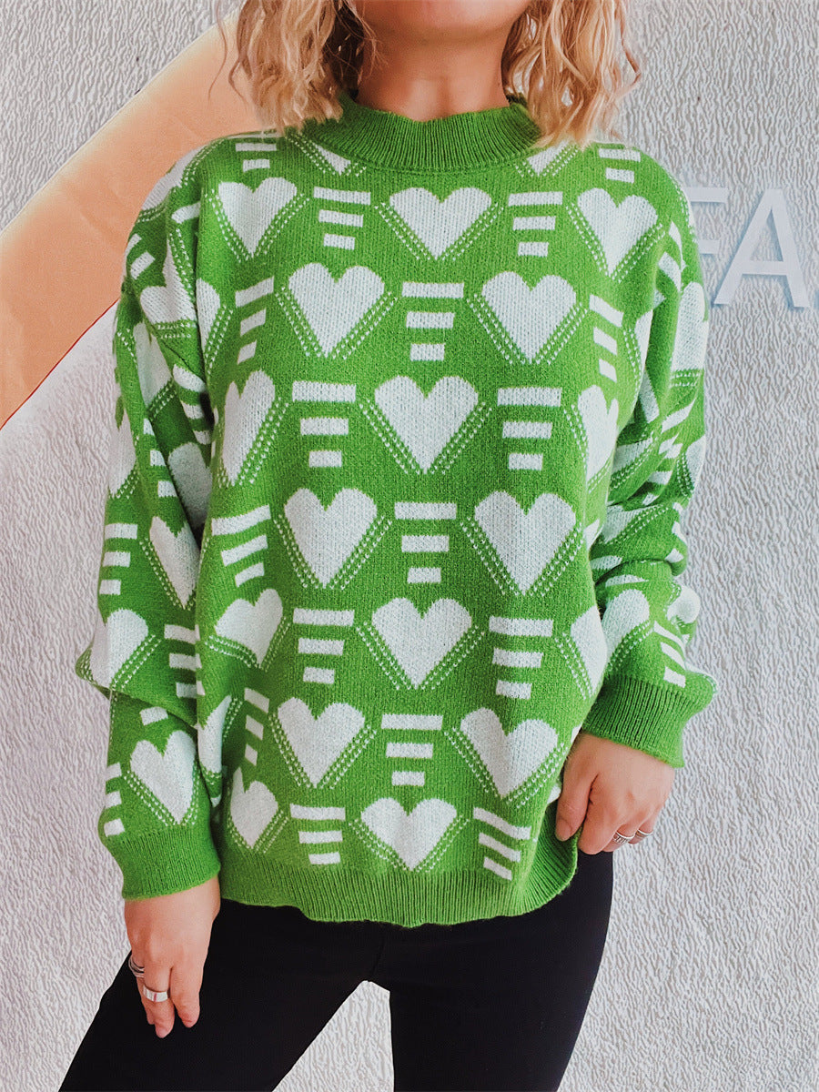 Damen Oversized-Pullover Herz-Muster Weich Norvielle