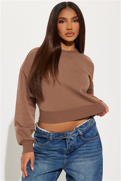 Damen Cropped Sweatshirt Voluminöse Ärmel Norvielle