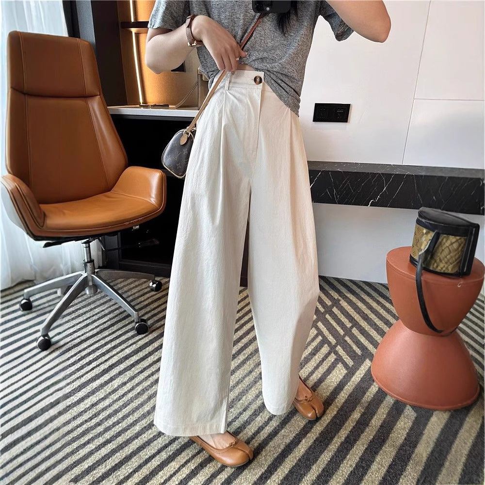 Damen Weite Hose Hochbund Mit Taschen Schwarz Norvielle - Norvielle