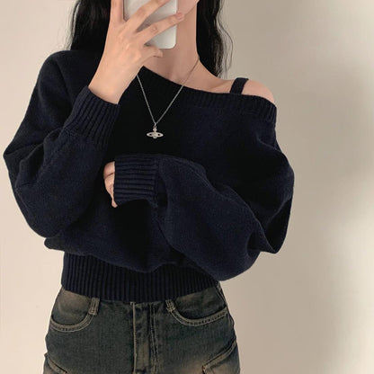 Damen Pullover Lässiger Schnitt Schulterdesign Norvielle
