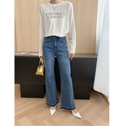 Damen High-Waist Flare Jeans mit Dekor-Nähten