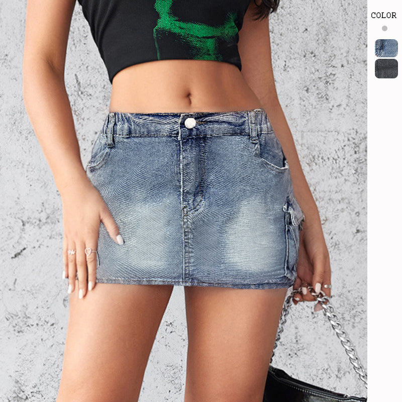 Damen Jeans Minikleid mit Abnehmbarem und Reißverschluss Schwarz - Norvielle