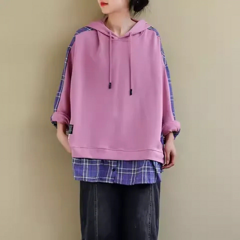 Damen Kapuzenpullover Karo Weich Norvielle