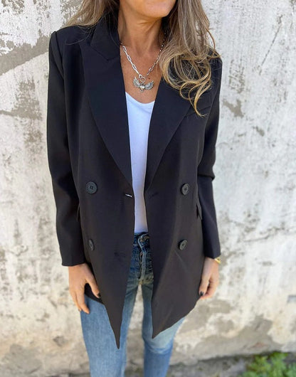 Damen Blazer Doppelter Knopfleiste Stylischer Schnitt Norvielle