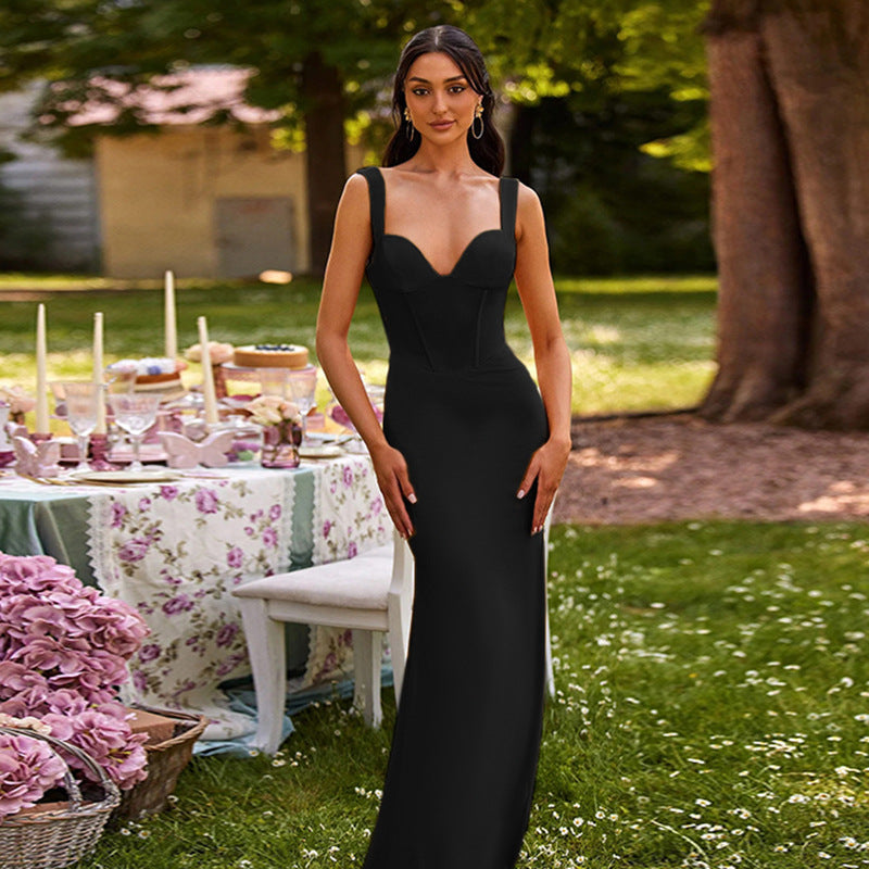 Damen Maxikleid V-Ausschnitt Tailliert Norvielle