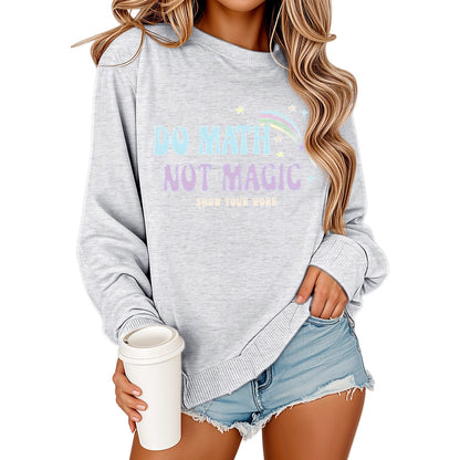 Damen Sweatshirt Mathematikdruck Lässig Beige Norvielle