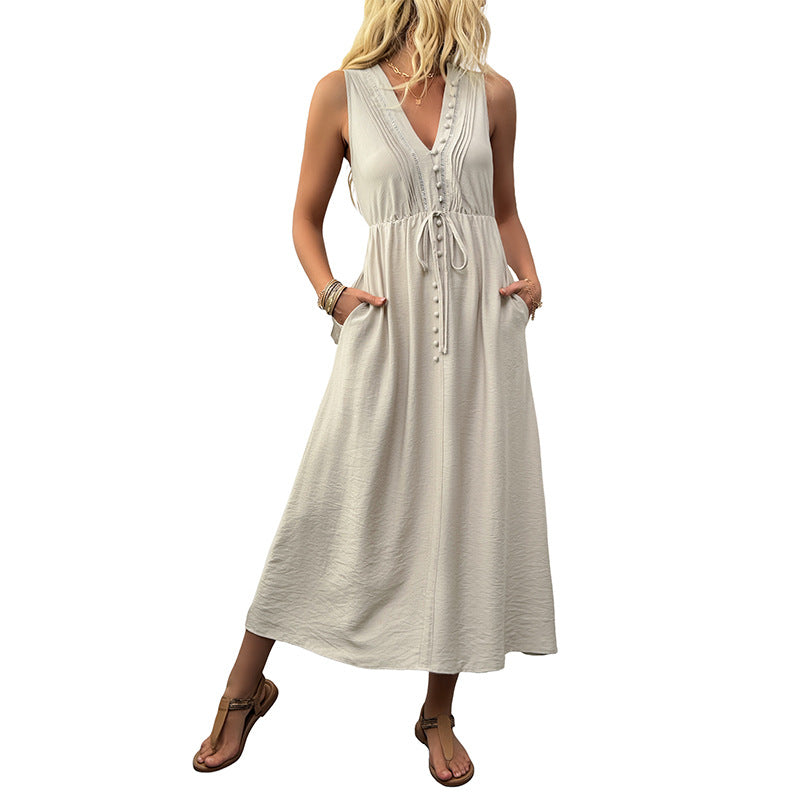 Damen Wickelkleid Langarm Elastisch Mit Knöpfen