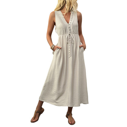 Damen Wickelkleid Langarm Elastisch Mit Knöpfen