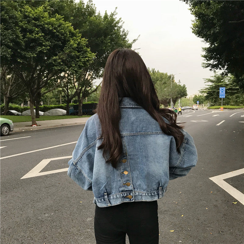 Damen Cropped Denimjacke Oversized Schnitt