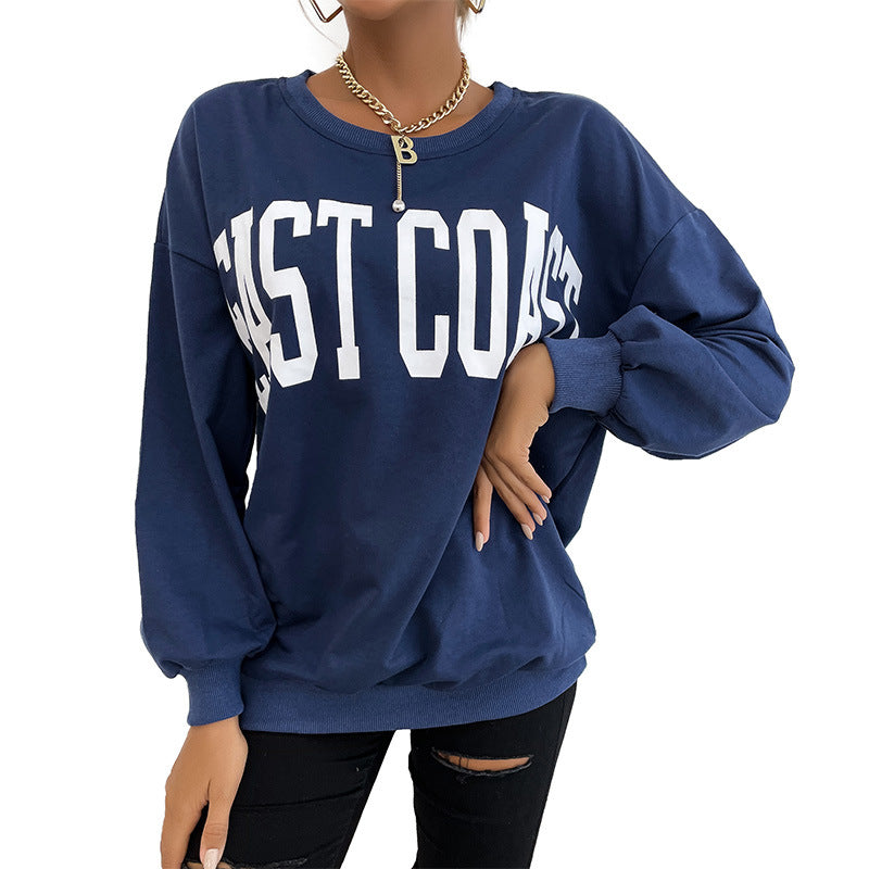 Damen Oversize Pullover mit Schriftzug Groß