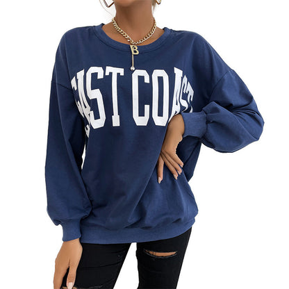 Damen Oversize Pullover mit Schriftzug Groß