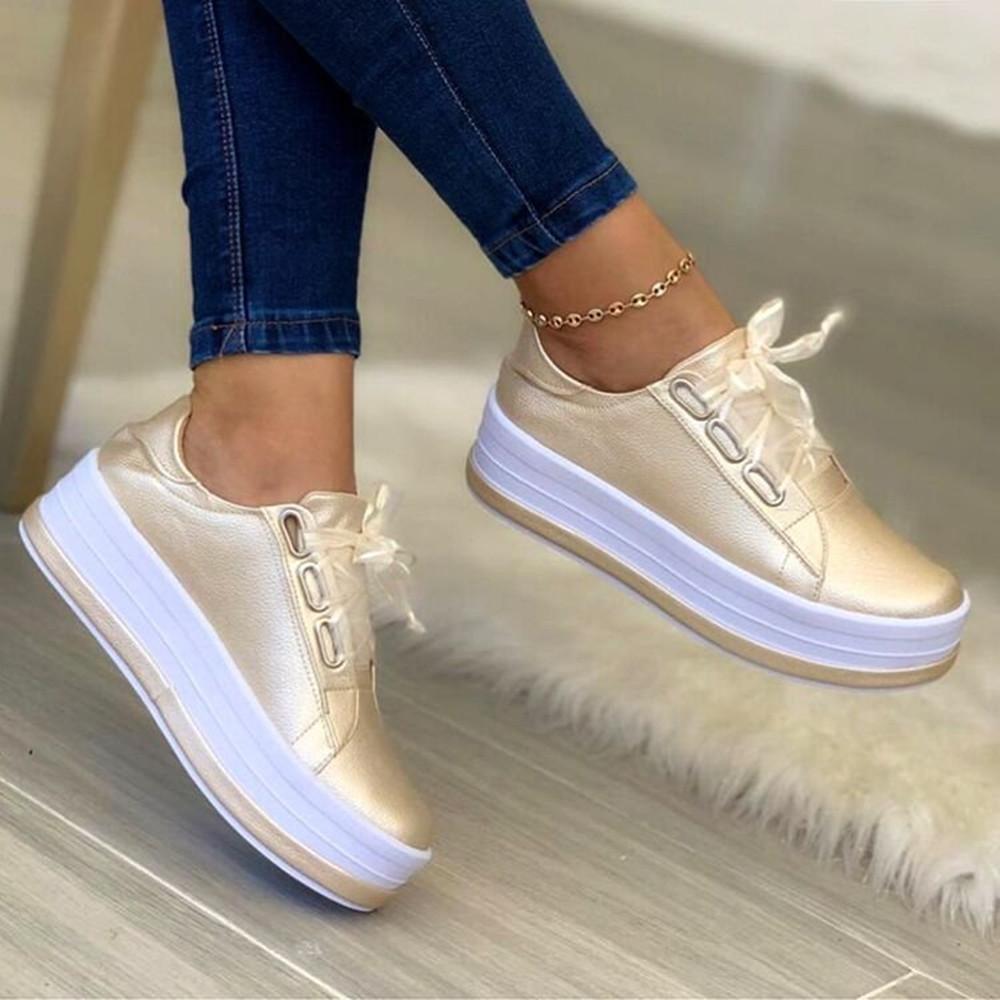 Norvielle Damen High Plateau Sneaker Gold - Norvielle