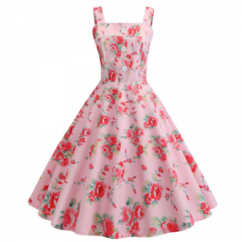 Damen Swingkleid Floralmuster Elegante Schürze