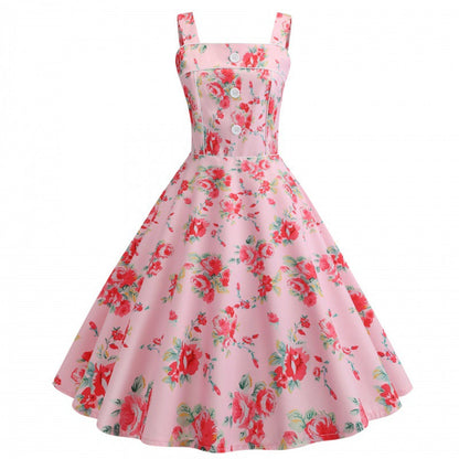 Damen Swingkleid Floralmuster Elegante Schürze