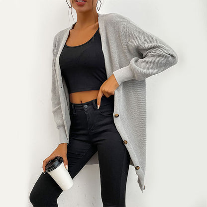 Damen Strickjacke Modernes Design Durchgehende Knopfleiste Norvielle