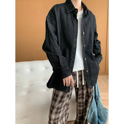 Damen Denimbluse Oversized Baumwolle