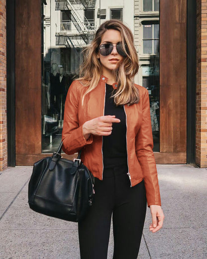Damen Bikerjacke Leder