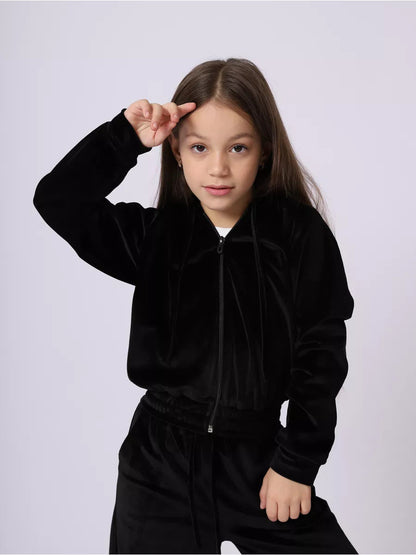 Damen Velours Sweatanzug Kapuze Elastischer Bund Norvielle