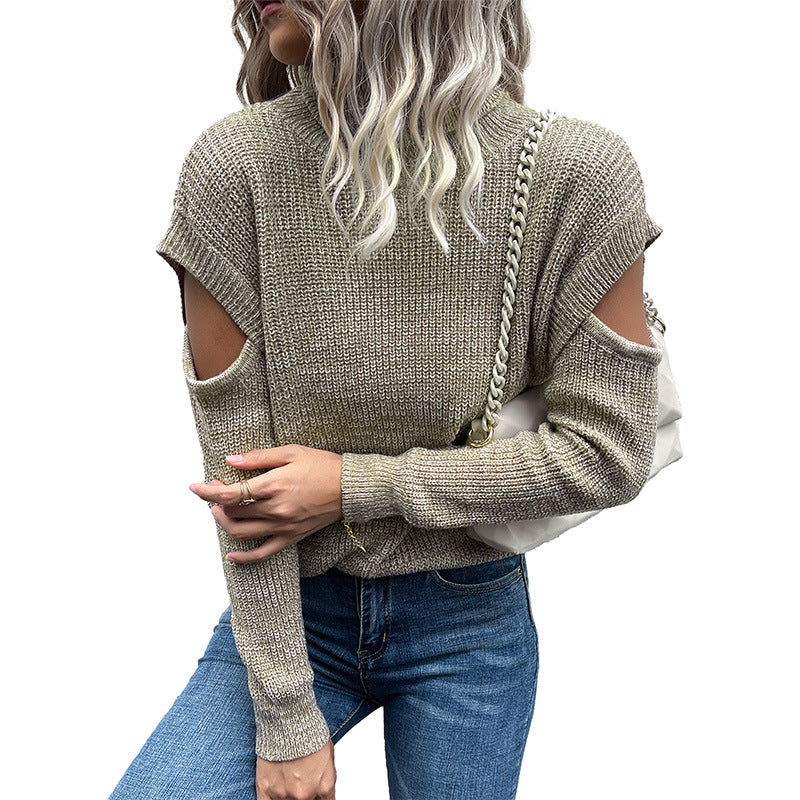 Damen Strickoberteil Offen Ärmel Grobstruktur Beige