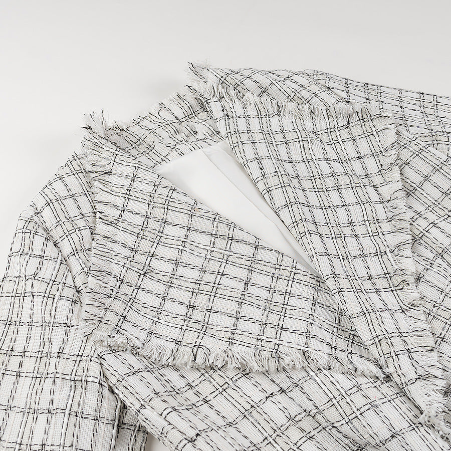 Damen Blazer mit Gürtel Strukturiertes Muster