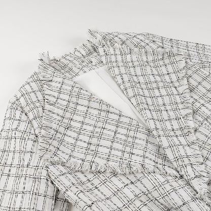 Damen Blazer mit Gürtel Strukturiertes Muster