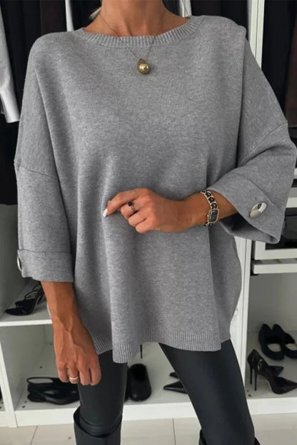 Damen Oversized Pullover mit Knopfdetails Elegantes Design Norvielle