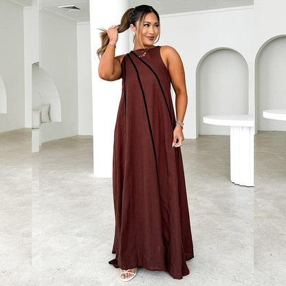 Damen Maxikleid Asymmetrisch Elegante Schnürung
