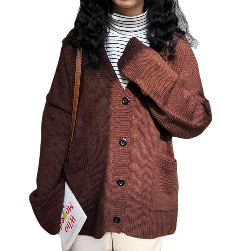 Damen Strickcardigan Oversized Lässig mit Knöpfen Beige