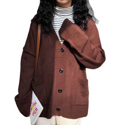 Damen Strickcardigan Oversized Lässig mit Knöpfen Beige