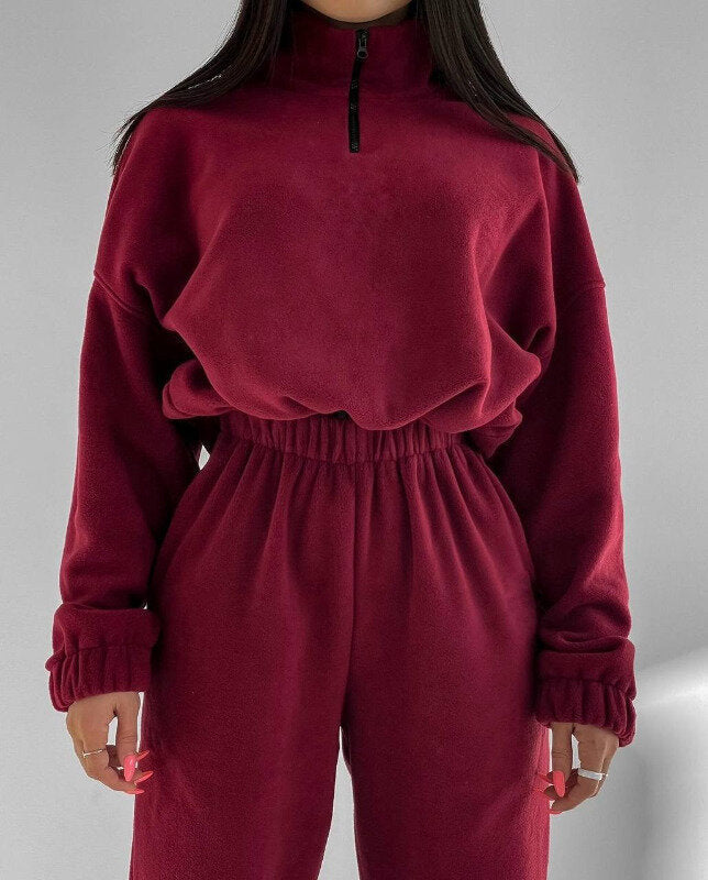 Damen Fleece-Sweatanzug Hochkragen Norvielle