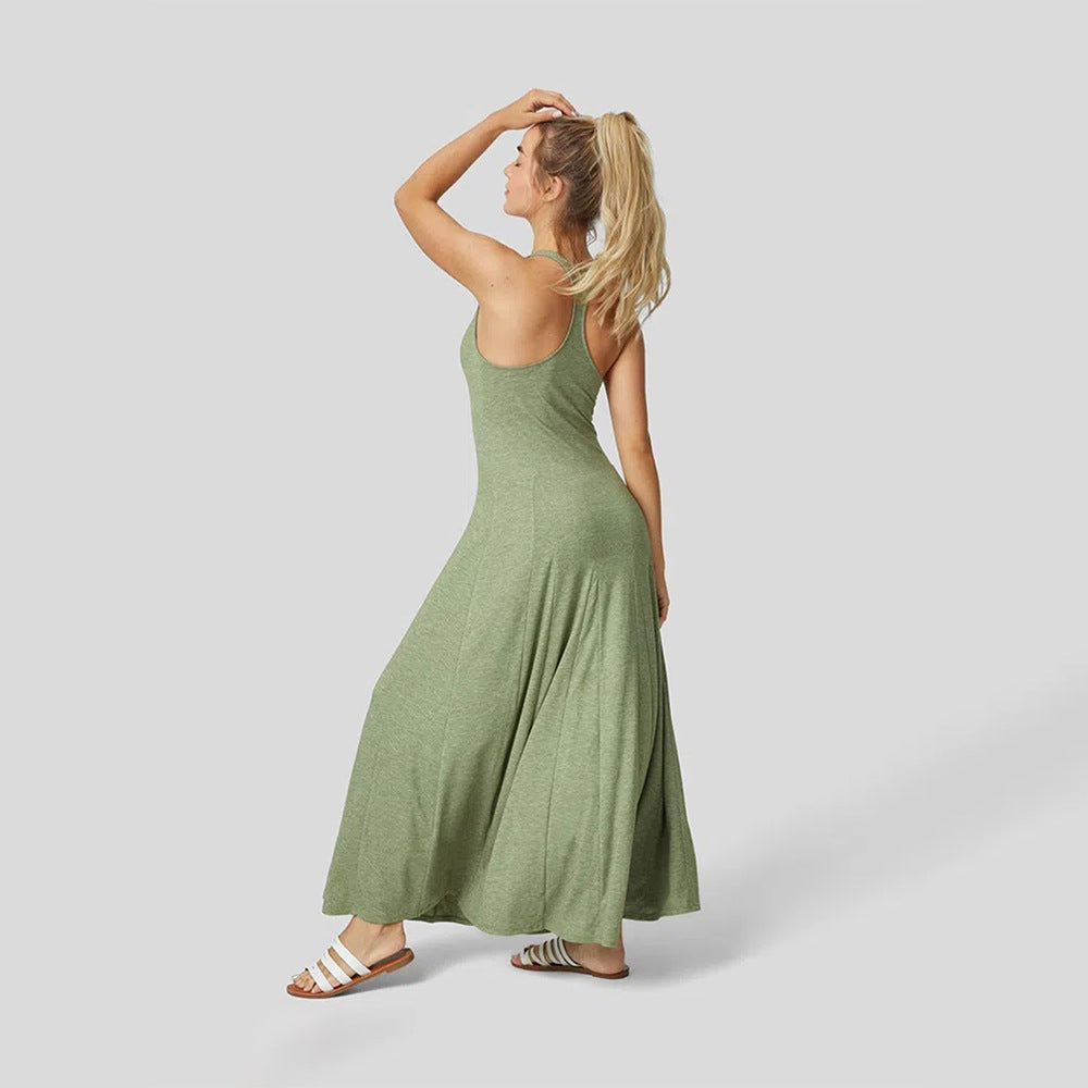 Damen Maxikleid Rundhalsausschnitt Fließend Elegant Norvielle