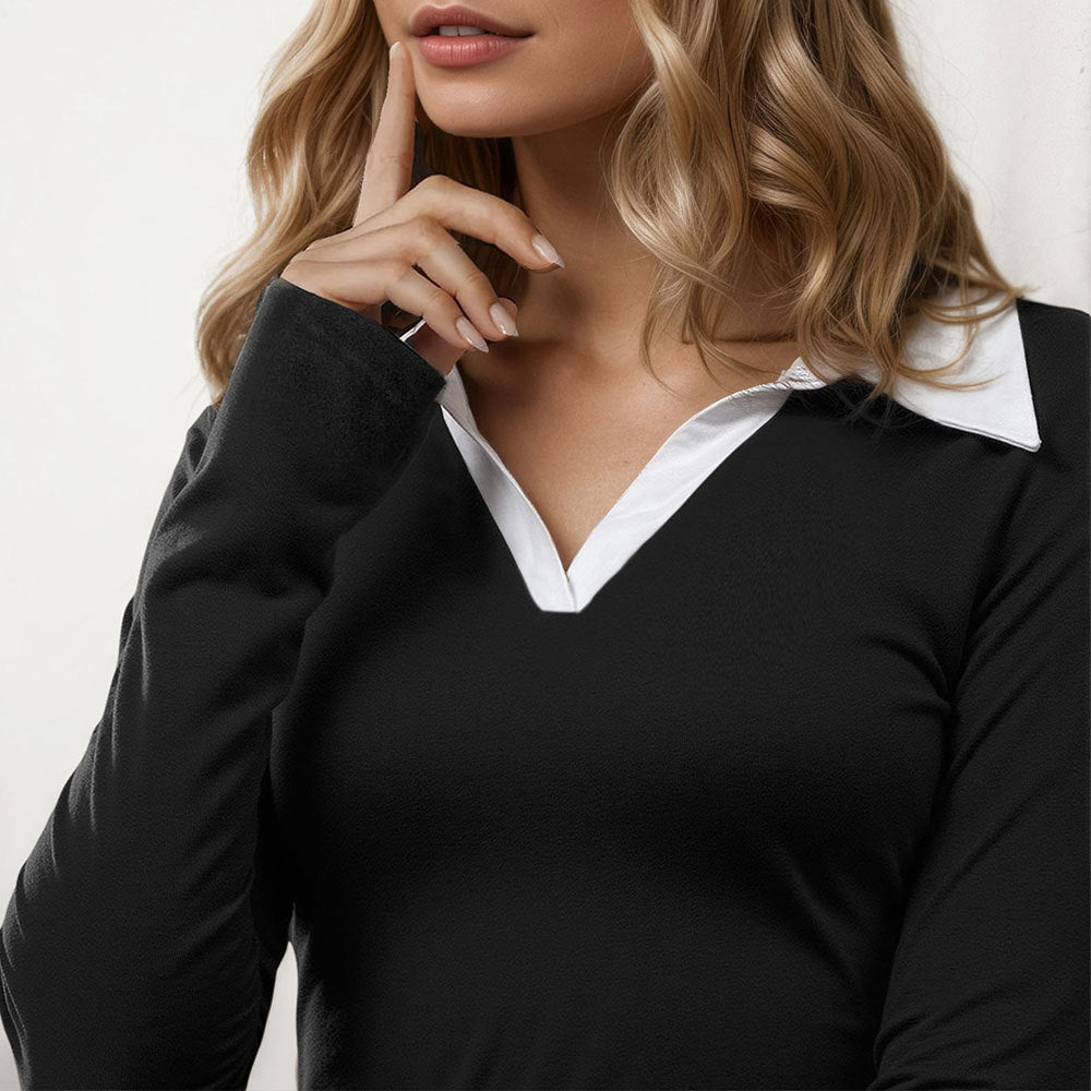 Damen Minikleid Elegantes Design Langarm Norvielle