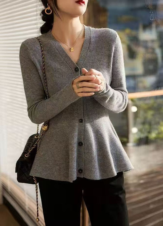 Damen Strickjacke Norvielle Feine Rippenstruktur
