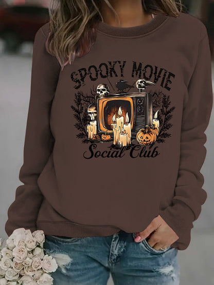 Damen Sweatshirt Spooky Film-Motiv Lässiger Schnitt