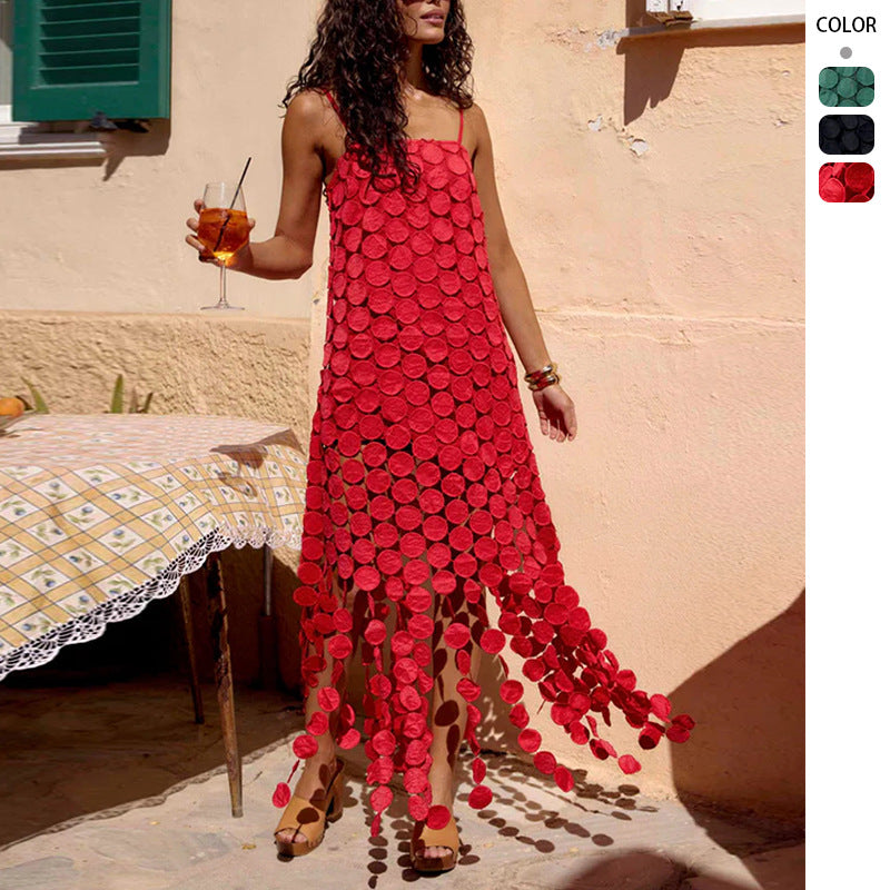 Damen Maxikleid mit Kreiselement und schwingendem Schnitt - Norvielle