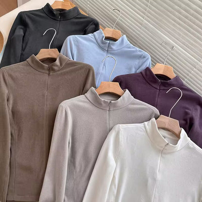 Damen Langarmshirt Sportlich Baumwolle Weiß Norvielle