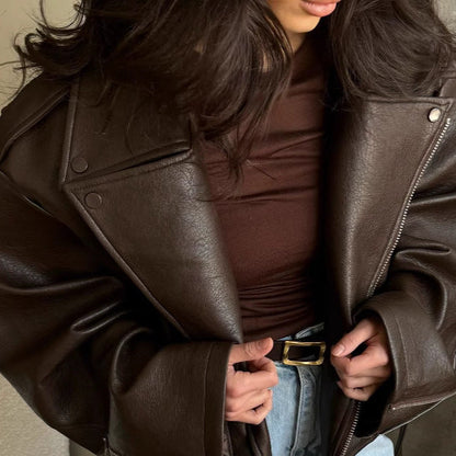 Damen Bikerjacke Leder Modisch