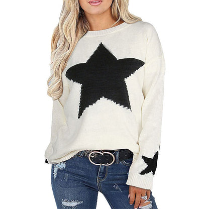 Damen Strickpullover Weiches Material Sterne-Design Norvielle