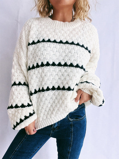 Damen Pullover Grobgestrickt Lässiger Schnitt Norvielle