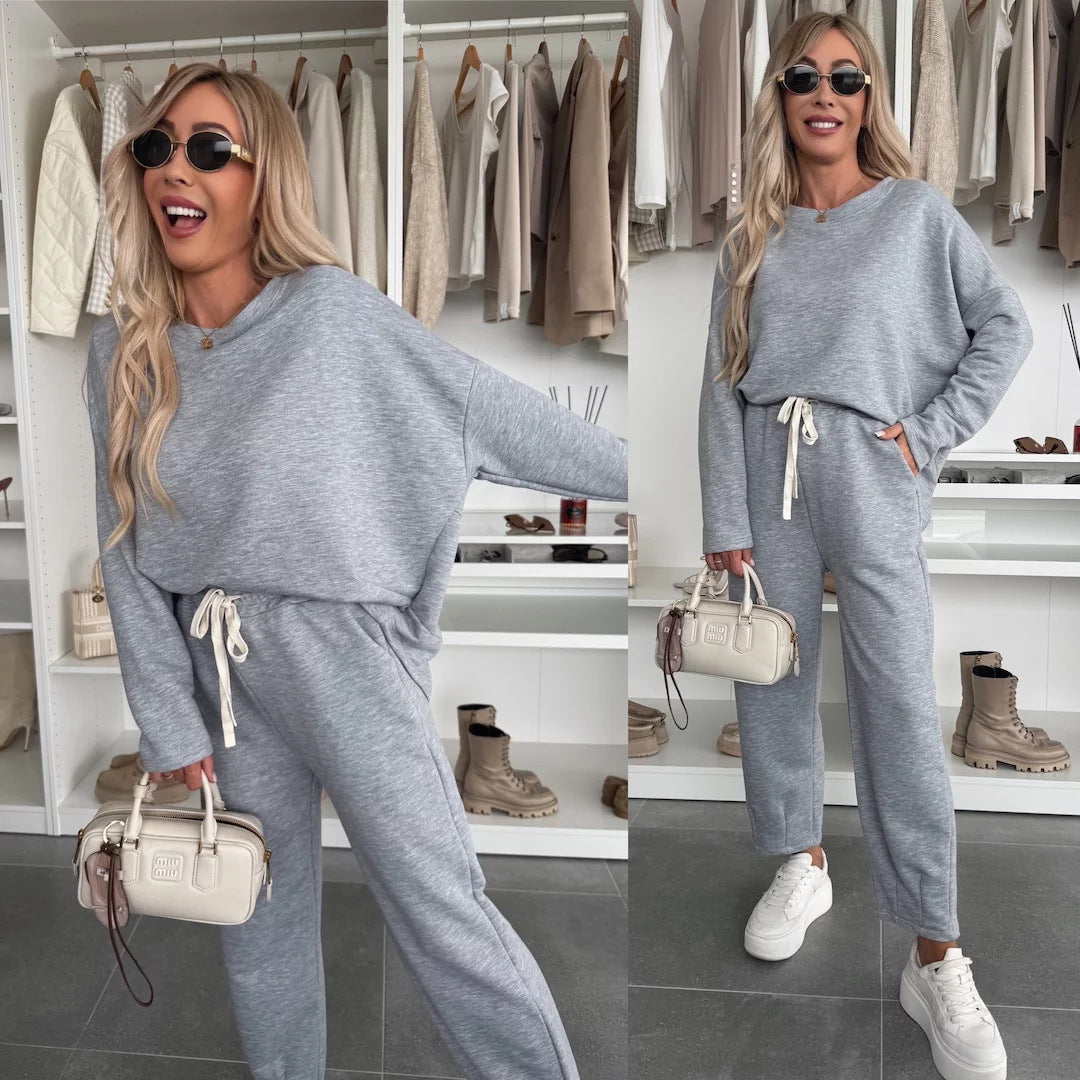 Damen Loungewear-Set Elastischer Bund Sweatshirt Bequem