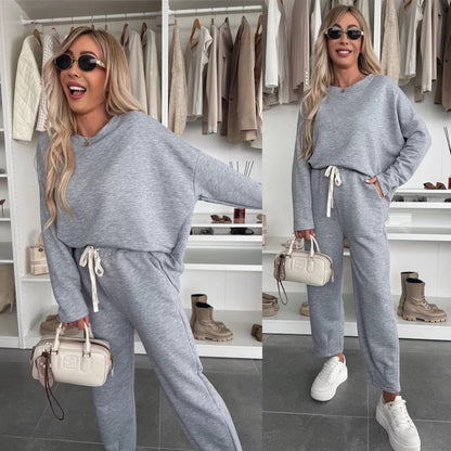 Damen Loungewear-Set Elastischer Bund Sweatshirt Bequem