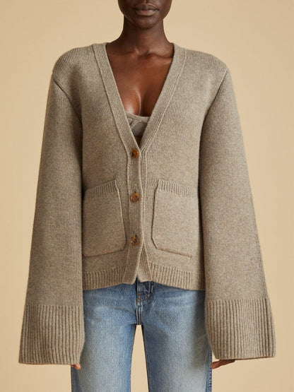 Damen Strickcardigan Übergroße Ärmel Norvielle