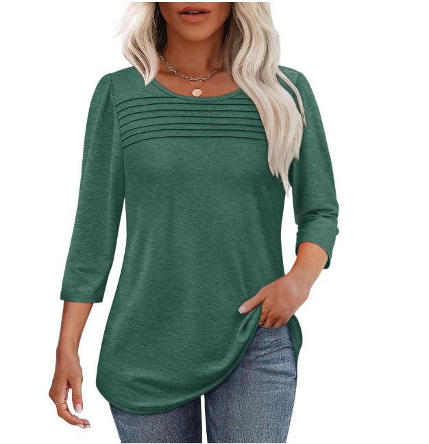 Damen Langarmshirt Plissee-Details Norvielle