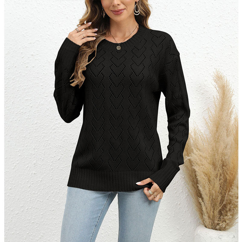 Damen Strickpullover Herzmuster