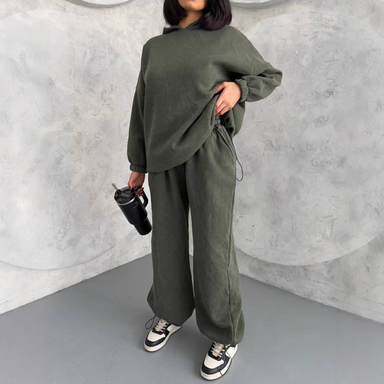 Damen Hoodie Jogginghose Set Baumwolle Bequem Norvielle