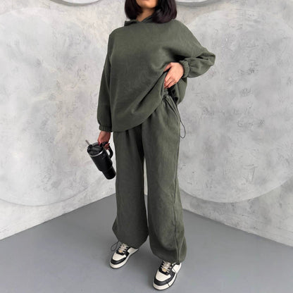 Damen Hoodie Jogginghose Set Baumwolle Bequem Norvielle